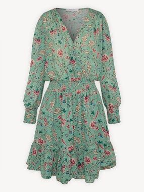 GERARD DAREL $395 • 18” PTP • Paris Green Floral Dress with Smocking